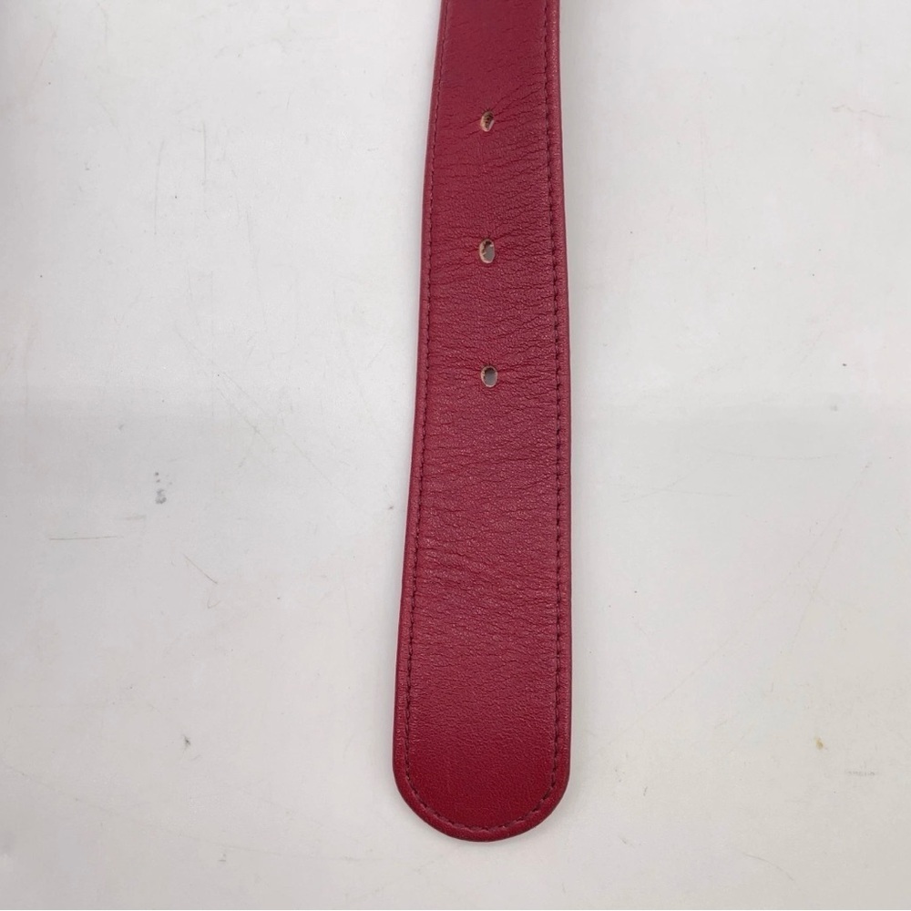 Auth Christian Dior Golden D Logo Buckle Burgundy Red Leather Belt - Picture 8 of 10